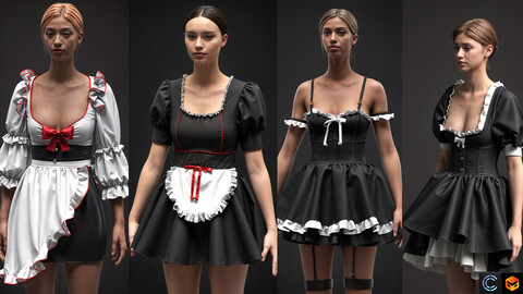 4 model maid dress