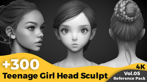 +300 Teenage Girl Head Sculpt Reference Images(4k)