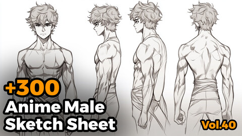 +300 Anime Male Sketch Sheet(4k)