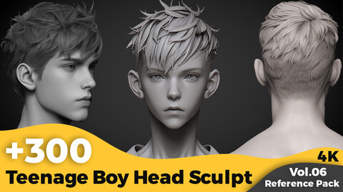 +300 Teenage Boy Head Sculpt Reference Images(4k)