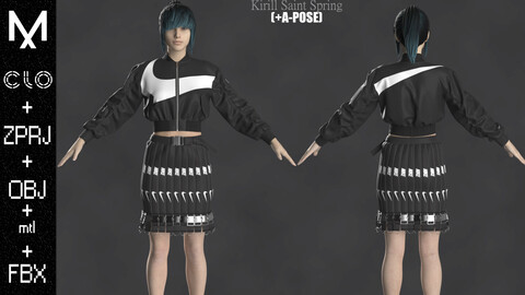 Nike Outfit Marvelous designer/Clo3d OBJ mtl FBX ZPRJ +A-POSE