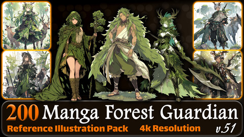 200 Manga Forest Guardian (Full Body) Reference Pack | 4K | v.51