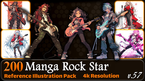 200 Manga Rock Star (Full Body) Reference Pack | 4K | v.57