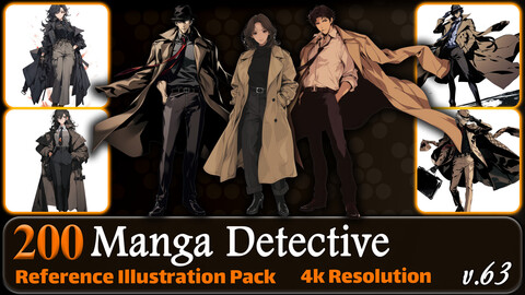 200 Manga Detective (Full Body) Reference Pack | 4K | v.63