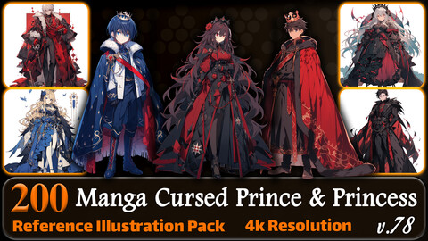 200 Manga Cursed Prince and Princess (Full Body) Reference Pack | 4K | v.78