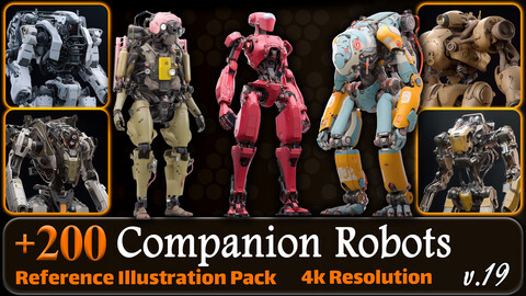 200 Fantasy Companion Robots Reference Pack | 4K | v.19