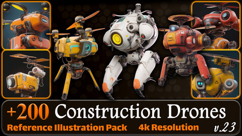 200 Fantasy Construction Drones Reference Pack | 4K | v.23