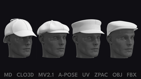 CLASSIC CAPS PACK – zpac obj fbx highpoly