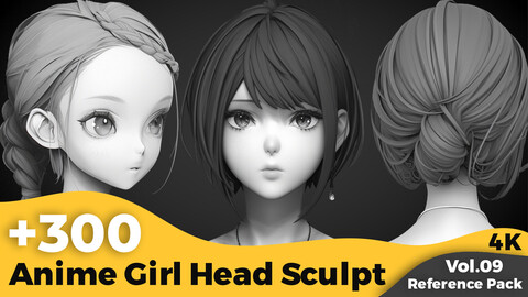 +300 Anime Girl Head Sculpt Reference Images(4k)