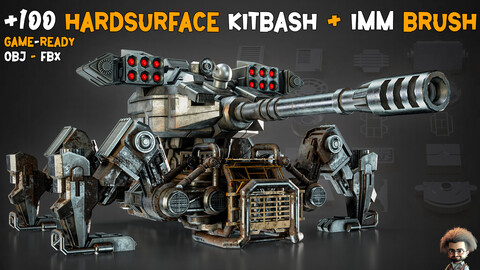 +100 HardSurface Kitbash + IMM Brush - Vol 02