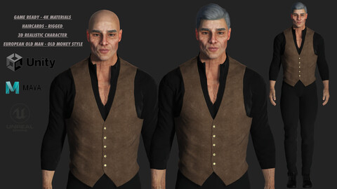 AAA 3D REALISTIC  CHARACTER - EUROPEAN OLD MAN OLD MONEY STYLE