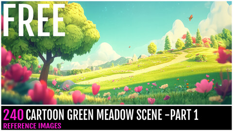 240 CARTOON GREEN MEADOW SCENE FREE PACK PART 1