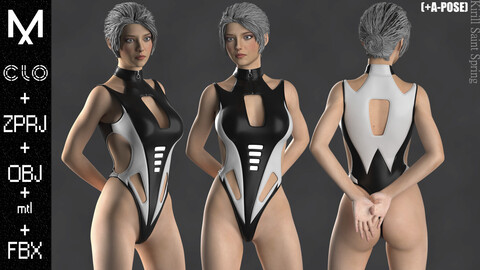 New Outfit Female Marvelous designer/Clo3d OBJ mtl FBX ZPRJ+ A-POSE