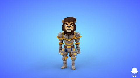 Lion Knight Voxel Character - 3D Lowpoly Fantasy Creature