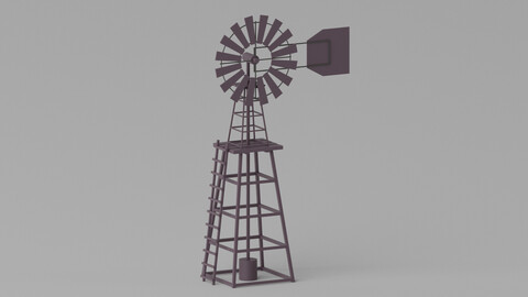 Cartoon Western Windmill 3D model