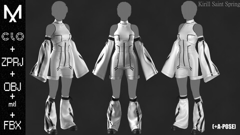 FEMALE OUTFIT Marvelous designer/Clo3d OBJ mtl FBX ZPRJ