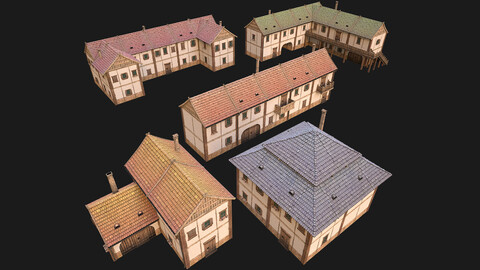 Medieval Town Buildings Set