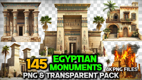 145 Egyptian Monuments - Transparent ( PNG Files )-4K- High Quality