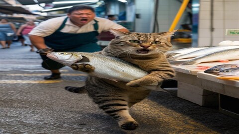 The Great Fish Heist: A Cat's Escape