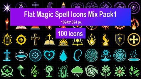 Flat Magic Spell Icons Mix Pack1