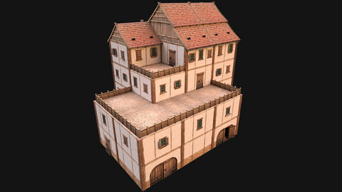 Medieval Skyscraper House with Barn