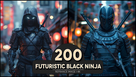 Futuristic Black Ninja 4K Reference/Concept Images