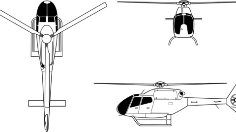 Eurocopter EC120 orthographical, svg vector file, laser cut file, cricut file, engraving file, cnc cut file