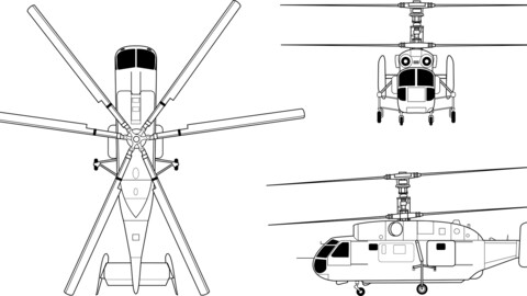 Kamov Ka 27 orthographical, svg vector file, laser cut file, cricut file, engraving file, cnc cut file