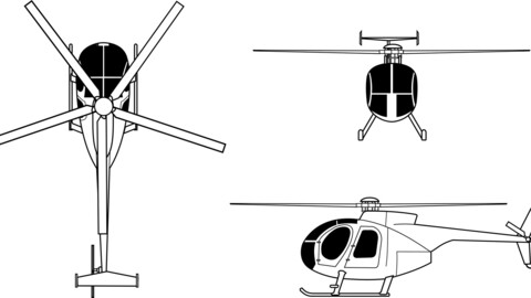 McDonnell Douglas MD 500C orthographical, svg vector file, laser cut file, cricut file, engraving file, cnc cut file