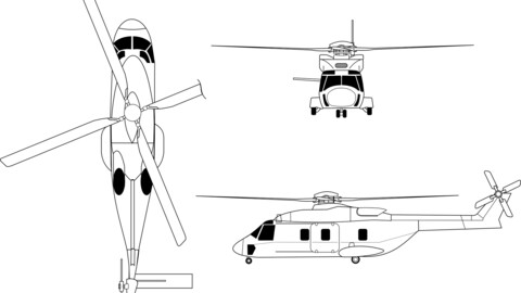 NH ndustries NH90 orthographical, svg vector file, laser cut file, cricut file, engraving file, cnc cut file