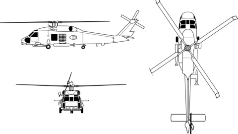 Sikorsky SH 60 Seahawk orthographical, svg vector file, laser cut file, cricut file, engraving file, cnc cut file