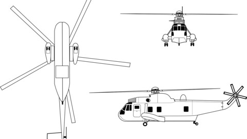 Westland Sea King drawing, svg vector file, laser cut file, cricut file, engraving file, cnc cut file