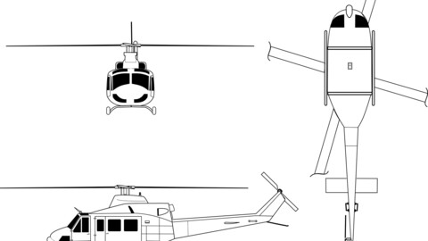 Bell 412 Line Drawing, svg vector file, laser cut file, cricut file, engraving file, cnc cut file