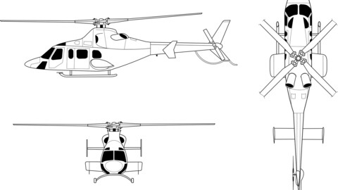 Bell 430 orthographical, svg vector file, laser cut file, cricut file, engraving file, cnc cut file