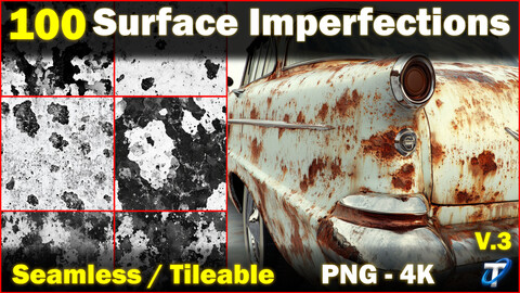 100 Ultra High-Quality Surface Imperfections / Stencil Imperfections (Seamless and Tileable) Vol 3