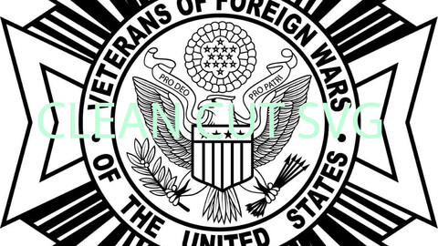 VETERANS OF FOREIGN WARS  OF THE UNITED STATES BADGE VECTOR FILE Black white vector outline or line art file for cnc laser cutting, wood, metal engraving, Cricut file, cnc router file, vinyl cutting, digital cutting machine file