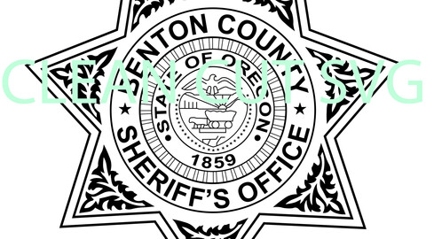 BENTON COUNTY  SHERIFFS OFFICE OREGON BADGE VECTOR FILE  Black white vector outline or line art file for cnc laser cutting, wood, metal engraving, Cricut file, cnc router file, vinyl cutting, digital cutting machine file