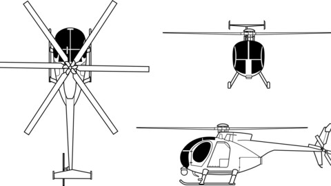 Boeing MH 6 orthographical, svg vector file, laser cut file, cricut file, engraving file, cnc cut file