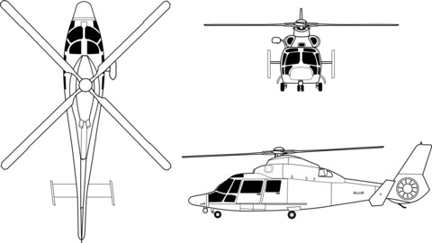 Euro copter MH 65 Dolphin orthographical, svg vector file, laser cut file, cricut file, engraving file, cnc cut file