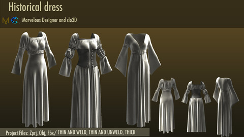 3 historical dresses