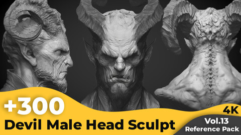 +300 Devil Male Head Sculpt Reference Images(4k)