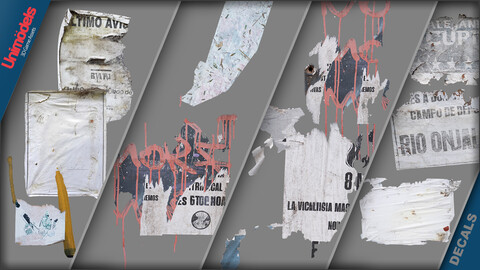 Paper decals Vol. 4 - 100% Real life photoscanned torn paper + IA generates antique Maps and Burned paper