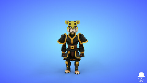 Cheetah Knight Voxel Character - 3D Lowpoly Fantasy Creature