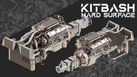 HARD SURFACE KITBASH : Mechanical Engine Design Pack - VOL 18