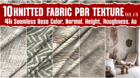 Knitted Fabric VOL.08|4K Seamless PNG PBR Textures