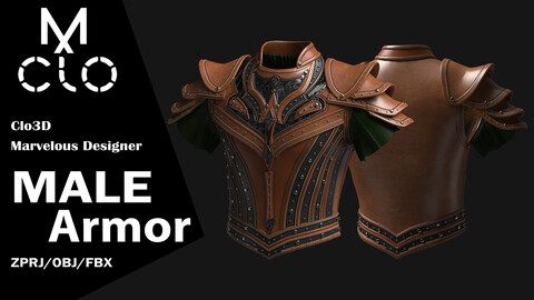 Male Armor / Clo3d / Marvelous designer / Project file / Obj / Fbx / Zprj