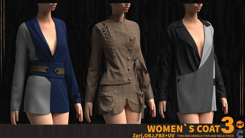 3WOMEN`S COAT(MARVELOUS AND CLO3D)( ZPRJ,FBX,OBJ)