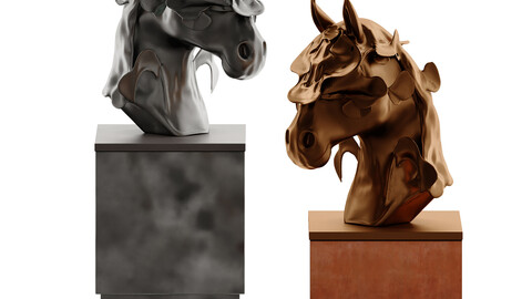 Modern New Chinese Horse Head Abstract Sculpture