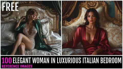 100  Elegant Woman In Luxurious Italian Bedroom - FREE PACK