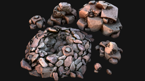 Iron Ore Rocks and Stones Set